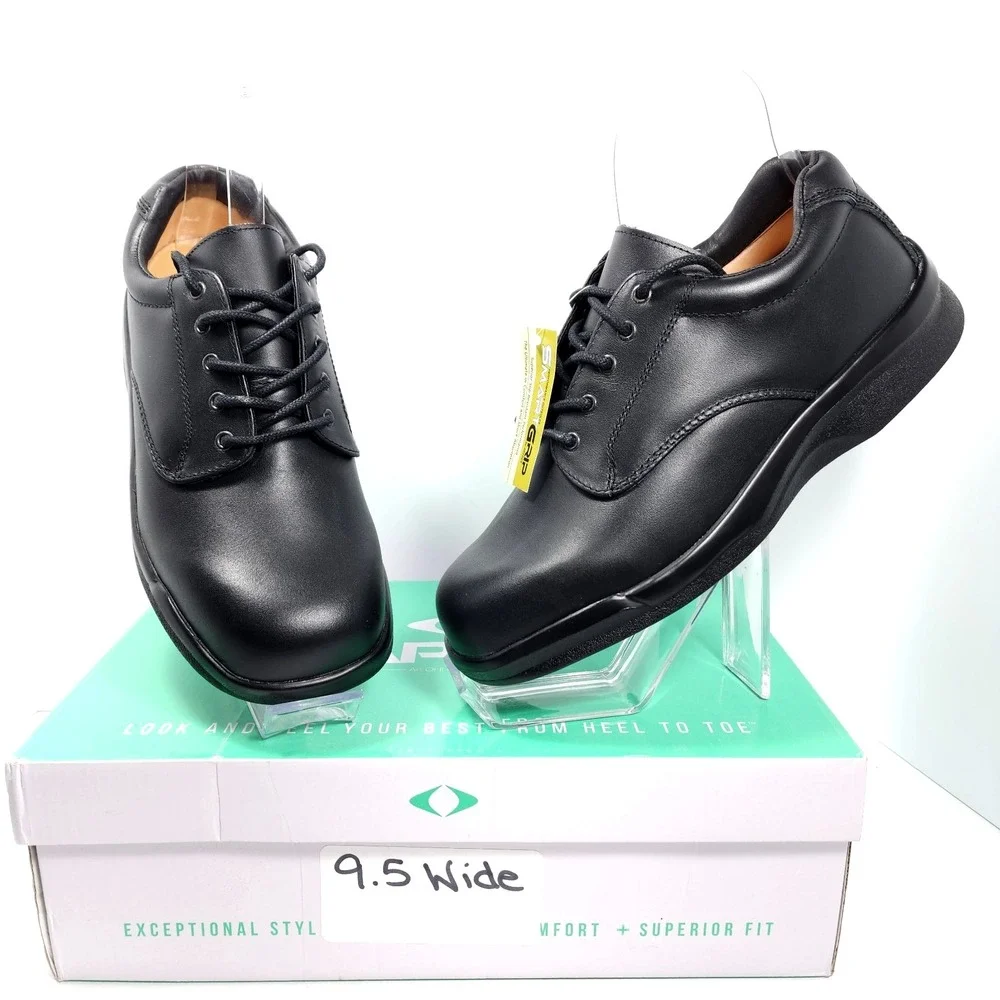 Apex Men's 1270 Ambulator Conform Black Leather Lace Shoes Men's Size 9.5 W- NEW